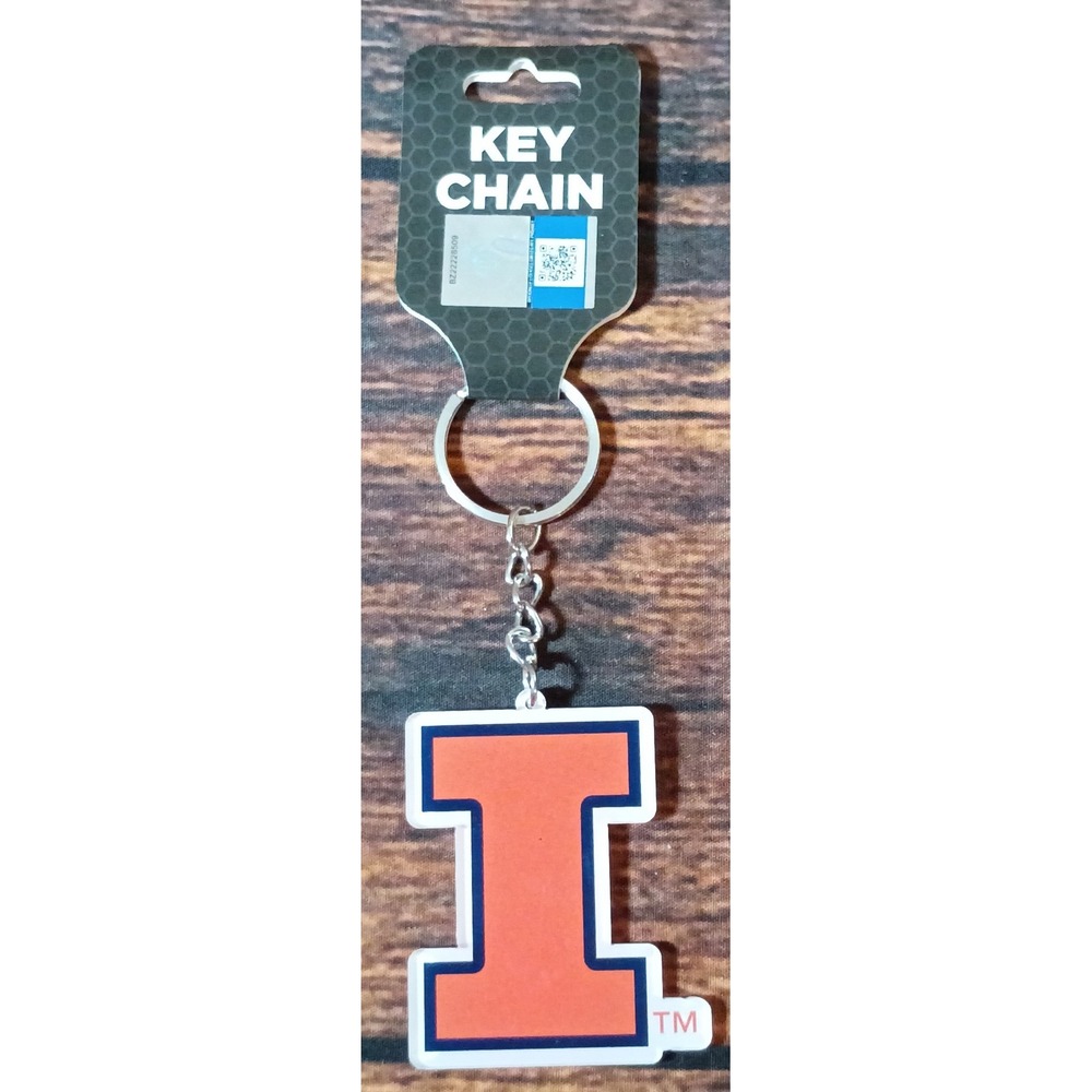 University of Illinois Fighting Illini Block I Logo Keychain Orange Navy Blue